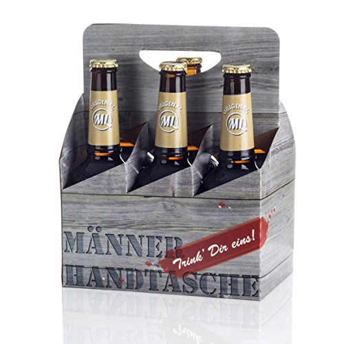 Sixpack 2 x Arschlecken 350, 2 x Hopfensprudel, 2 x Hopfensmoothie in der Männerhandtasche Original ML Helles in 0,33 Liter Flaschen (insgesamt 6) Alc.5,2% vol. von Geschenkbox