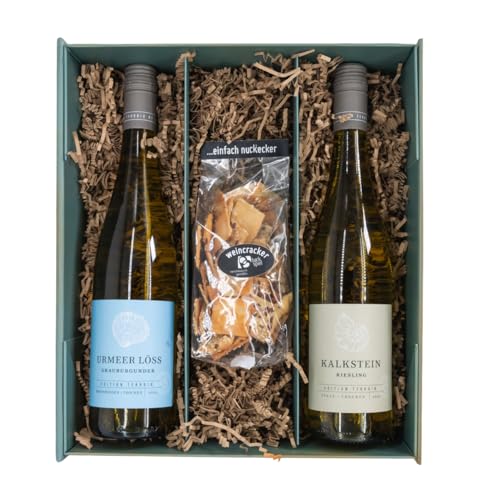 Weinbox Deutschland mit Bio Wein-Crackern- Premium Geschenkset mit Grauburgunder & Riesling, Perfekt für Weinliebhaber und besondere Anlässe von Geschenkbox