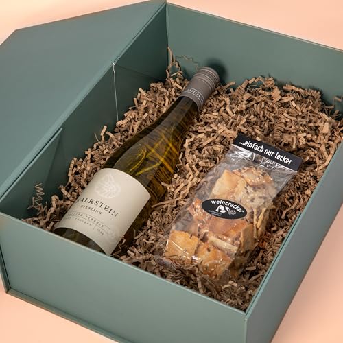 Weinbox Deutschland mit Bio Wein-Crackern- Premium Geschenkset mit Riesling aus der Pfalz, Perfekt für Weinliebhaber und besondere Anlässe von Geschenkbox