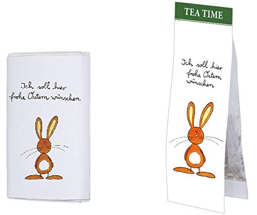 Geschenkidee Ostern für kleine und große Herzen | Schokoladentafel - ROKO051 & Tea Time Bio-Früchtetee | Ich soll Hier Frohe Ostern wünschen von Geschenkidee