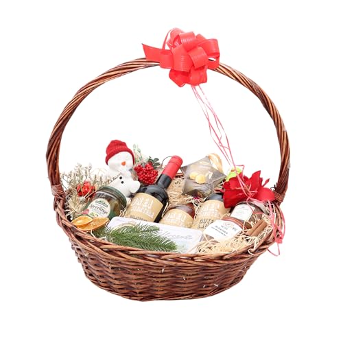 Weihnachtsweinkorb | Festlicher Geschenkkorb mit edlen Weinen und Leckereien | Perfekte Geschenkidee für Weihnachten von Geschenkkorb-Laden.de