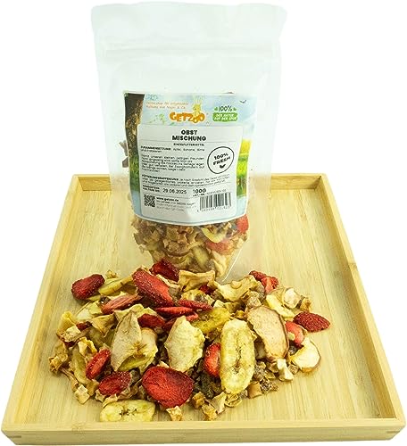 Getzoo Premium Obstmischung für Nager 25g - Schonend Getrocknet, Reich an Vitaminen - Apfel, Banane, Birne, Erdbeeren - Natürliche Nährstoffe & Aromen - Ideal als Leckerli von Getzoo