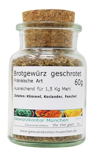 Brotbackmischung Brotgewürz geschrotet fränkische Art 50g Glas Gewürzkontor München von Gewürzkontor München Tu´ Dir gut!