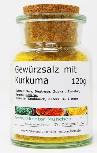 Gewürzsalz, Kräutersalz mit Kurkuma 120g im Glas Gewürzkontor München von Gewürzkontor München Tu´ Dir gut!