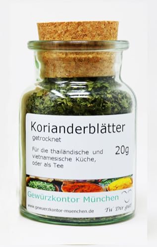 Korianderblätter getrocknet Coriander gerebelt Koriander Blätter Kraut 20g im Glas Gewürzkontor München von Gewürzkontor München Tu´ Dir gut!