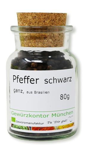 Pfeffer schwarz ganz 80g im Glas Gewürzkontor München von Gewürzkontor München Tu´ Dir gut!