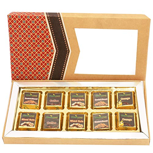 Ghasitaram Gifts Diwali Gifts Diwali Chocolates - 10 pcs Assorted Chocolates Kraft Box von Ghasitaram Gifts