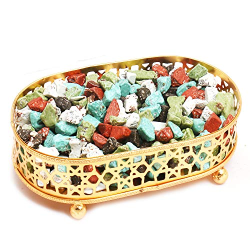 Ghasitaram Gifts Diwali Gifts Diwali Chocolates - Golden Small Metal Tray Filled with Stone Chocolates von Ghasitaram Gifts