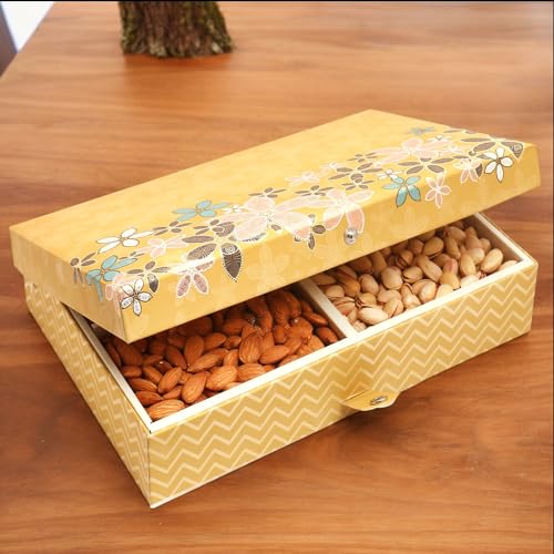 Ghasitaram Gifts Diwali Gifts Diwali Dryfruit - Gold 4 Part Print Dryfruit Box 1000 GMS von Ghasitaram Gifts