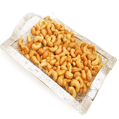 Ghasitaram Gifts Diwali Gifts Diwali Dryfruit - Silver Mesh Roasted Cashews Tray von Ghasitaram Gifts