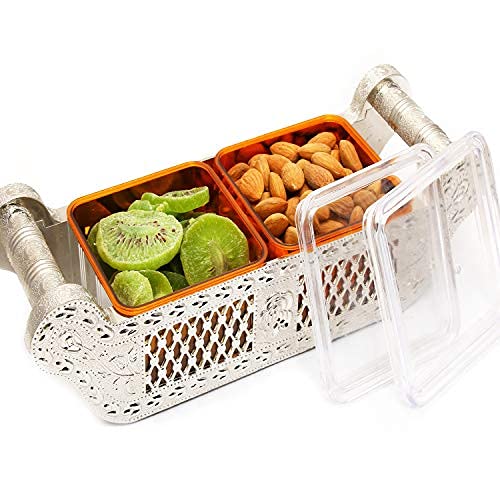 Ghasitaram Gifts Diwali Gifts Diwali Dryfruits - Set of Two Multipurpose Almonds and Kiwi Airtight Containers Jag von Ghasitaram Gifts