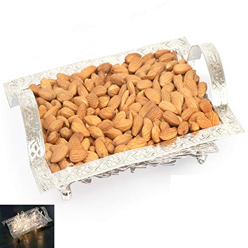 Ghasitaram Gifts Ghasitaram Gifts Dryfruits - Silver Mesh Almonds Tray von Ghasitaram Gifts