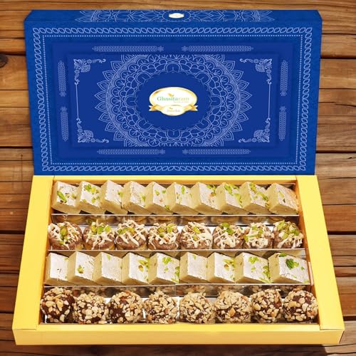 Ghasitaram Gifts Indian Sweets - Diwali Gifts Diwali Sweet - Assorted Box of Barfis, Dryfruit Sweets 800 GMS von Ghasitaram Gifts