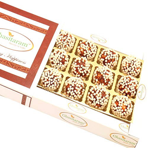 Ghasitaram Gifts Indian Sweets - Diwali Gifts Sweets - Rice Crispies Anjeer Laddoos in White Box von Ghasitaram Gifts