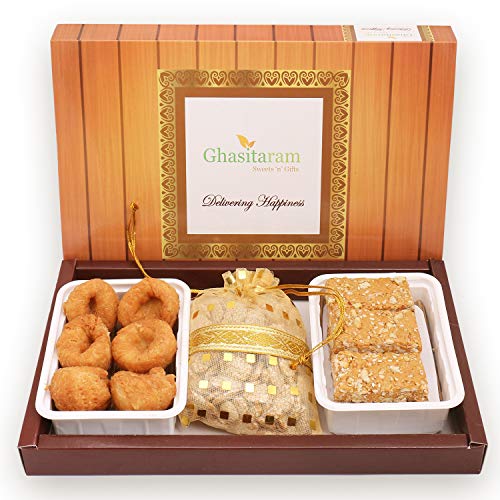 Ghasitaram Gifts Lohri Gifts Lohri Sweets - Khajoor, Revadi and Gachak Hamper von Ghasitaram Gifts