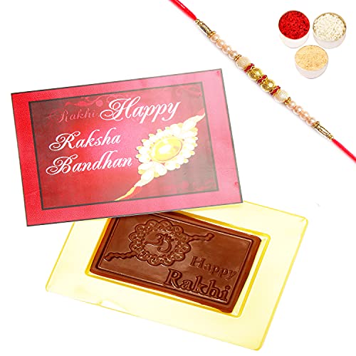 Ghasitaram Gifts Rakhi Gifts for Brothers Rakhi Chocolate Happy Rakhi Pink Chocolate Box with Pearl Rakhi von Ghasitaram Gifts