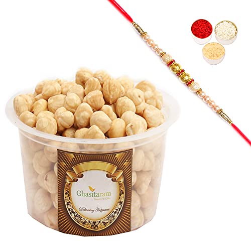 Ghasitaram Gifts Rakhi Gifts for Brothers Rakhi Dryfruits Hazelnuts- Ghasitaram's Hazelnuts 200 GMS with Pearl Rakhi von Ghasitaram Gifts