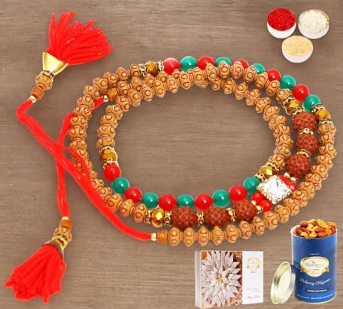 Ghasitaram Gifts Rakhi for Brother Rakhis Online - 614 Premium Rakhi Bracelet with 100 gms of Dryfruits Mix Can 200 gms of Kaju katli von Ghasitaram Gifts