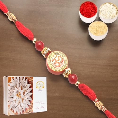 Ghasitaram Gifts Rakhi for Brother Rakhis Online - 6285 Rakhi Thread with 200 gms of Kaju katli von Ghasitaram Gifts