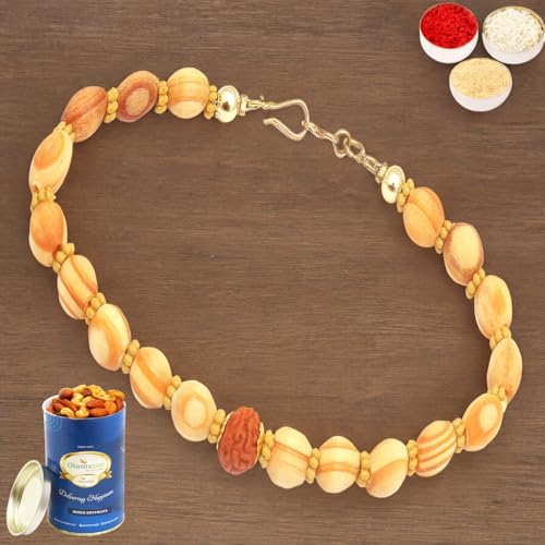 Ghasitaram Gifts Rakhi for Brother Rakhis Online - BB2104 - Bracelet Rakhi with 100 gms of Dryfruits Mix Can von Ghasitaram Gifts