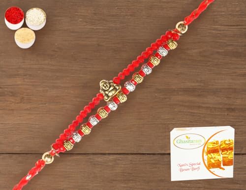 Ghasitaram Gifts Rakhi for Brother Rakhis Online - RM-668 Premium Rakhi with 200 gms of Besan Barfi von Ghasitaram Gifts