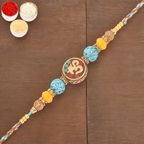 Ghasitaram Gifts Rakhi for Brother Rakhis Online - RM572 - Blue Om Bracelet Rakhi von Ghasitaram Gifts