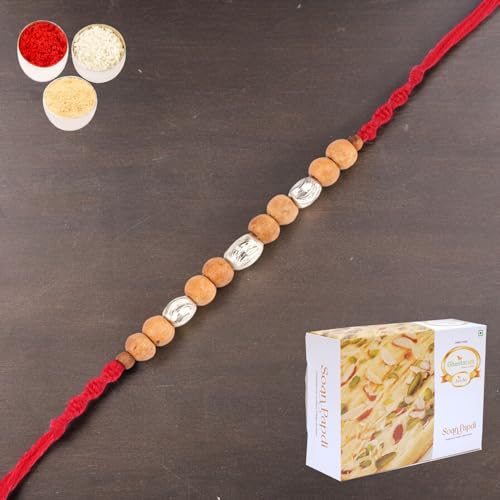 Ghasitaram Gifts Rakhi for Brother Rakhis Online - Rs-107 Rakhi Thread with 200 gms of Soan Papdi von Ghasitaram Gifts