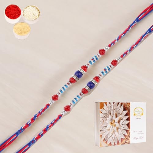 Ghasitaram Gifts Rakhi for Brother Rakhis Online- Set of 2-6742 Fancy Thread Rakhi with 200 gms of Kaju katli von Ghasitaram Gifts