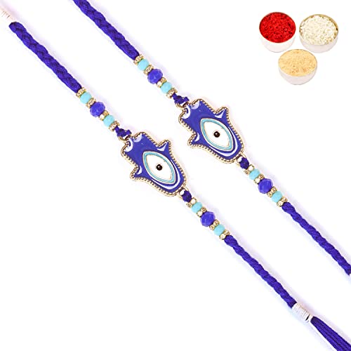 Ghasitaram Gifts Rakhi for Brother Rakhis Online - Set of 2 - 8931 Evil Eye Fancy Thread Rakhis von Ghasitaram Gifts