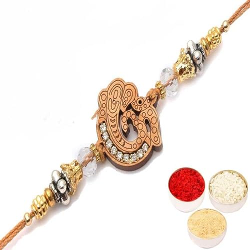 Ghasitaram Gifts Rakhis Online - Rakhi for Brother - Om Ganeshay Diamond Ehnic Divine Rakhi von Ghasitaram Gifts