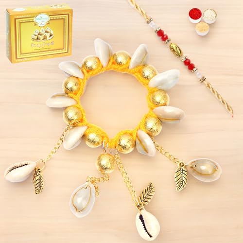 Ghasitaram Gifts Rakhis Online - Rakhi for Brother-PB-14 Bhaiya Bhabhi Rakhi with 400 gms of Soan Papdi von Ghasitaram Gifts