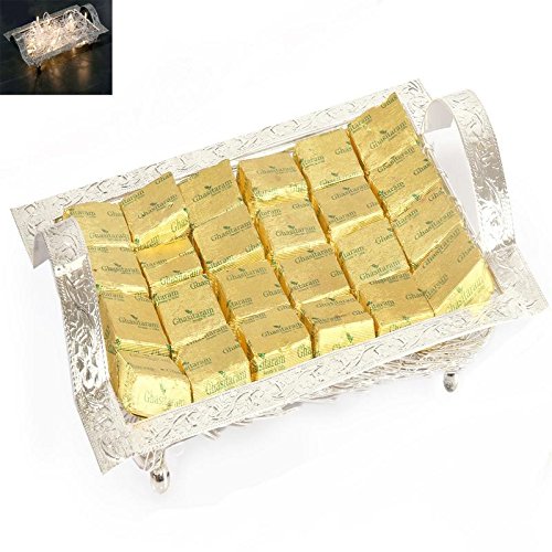 Ghasitaram Gifts Valentine Gifts Chocolate - Silver Mesh Chocolates Tray von Ghasitaram Gifts