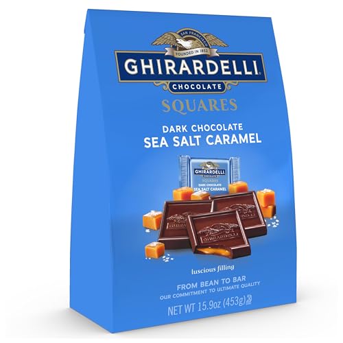 Ghirardelli Chocolate Company Karamell-Quadrate aus dunklem Meersalz, 470 ml Beutel von Ghirardelli