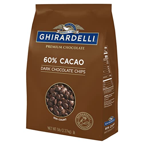 Ghirardelli Chocolate Company 60% Cacao Dunkle Schokoladenstückchen, 2,3 kg Beutel (1 Stück) von Ghirardelli