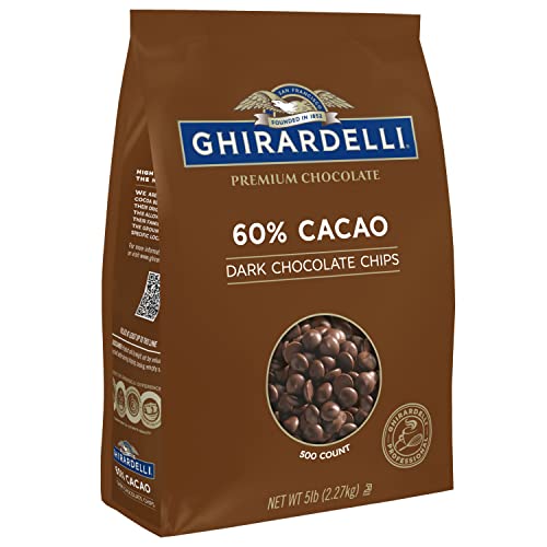 Ghirardelli Chocolate Company 60% Cacao Dunkle Schokoladenstückchen, 2,3 kg Beutel (1 Stück) von Ghirardelli