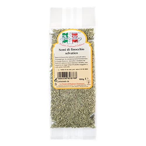 GIA MON wilder Fenchel aus Kalabrien 100g I Fenchelsamen für die gute Küche - mediterarne Feinkost Kräuter & Gewürze aus Kalabrien - Gesund & Verdauungsfördernd - Foeniculum Vulgare aus Italien von Gia Mon