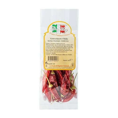 Kalabrische Getrocknete Chilischoten - Set mit 3 x 25g Beuteln, Sonnengereifte Italienische Schärfe - Ideal für Feinschmecker und Traditionelle Rezepte von Gia.Mon