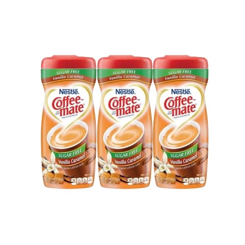 Giftoluxe Nestle Coffee-Mate Kaffeesahne – Vanille-Karamell-Geschmack – zuckerfrei, 289 g | Amerikas Nummer 1 Kaffeesahne | 3 Stück von Giftoluxe