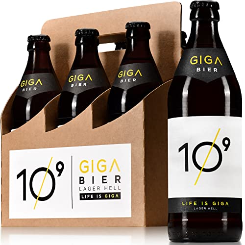 GIGABIER® Lager Hell [6x 0,5L] - Hochwertiges Helles Bier gebraut nach deutschem Reinheitsgebot - Würziges & Vollmundiges Bier set - Männerhandtasche Bier aus deutscher Brauerei [6er Pack] von Gigabier