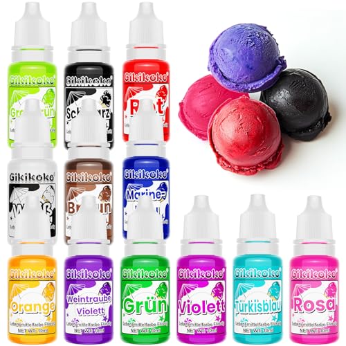 Lebensmittelfarbe – 12 Leuchtende Farben Lebensmittelfarbe Flüssige, Hochkonzentrierte Lebensmittelfarbe zum Backen, für Puderzucker, Macarons, Buttercreme, Zuckerguss, Schleim – 10 ml (Halloween) von Gikikoko