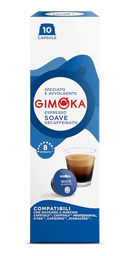 Gimoka Entkoffeinierte Kaffeekapseln Espresso Soave Decaf, Intensität 4/10-80 Kapsel (8 x 10 Getränke) - Kompatibel mit Kaffeemaschinen der Marke Tchibo* Cafissimo* - Hergestellt in Italien von Gimoka