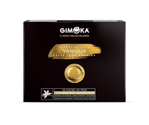 Gimoka Kaffeekapseln Espresso Vaniglia 100% Arabica, Intensität 8, Kaffee mit Vanillearoma - 50 Kaffeepads - Kompatibel mit Nespresso* Professional Maschine Zenius und Gemini - Hergestellt in Italien von Gimoka