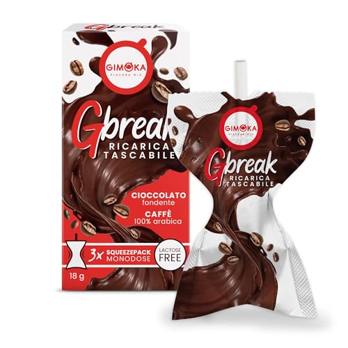 Gimoka Gbreak – Schokolade und Kaffee – Nachfüllpackung für eine praktische und leckere Pause im Taschenformat - 3 Einzeldosis - SQUEEZEPACKS à 18 g von Gimoka