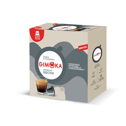 Gimoka Kaffeekapseln Espresso Deciso, Intensität 13/13-50 Kapsel aus Plastik - Kompatibel mit Nespresso* Haushalts-Espressomaschinen - Hergestellt in Italien von Gimoka