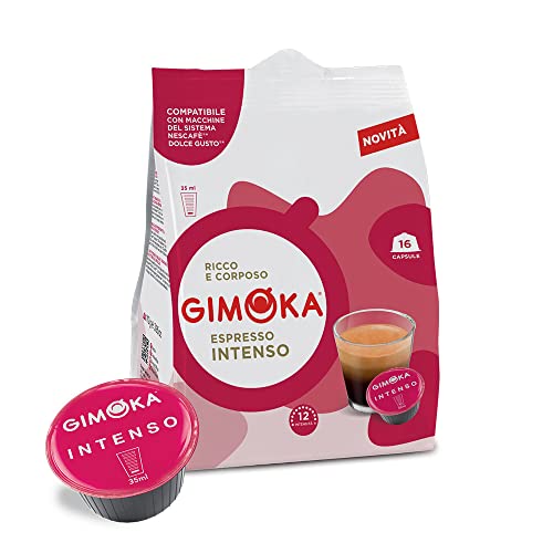 Gimoka Kaffeekapseln Espresso Intenso Kaffeemischung, Intensität 12/13-64 Kapseln Kompatibel mit Kaffeemaschinen der Marke Nescafè* Dolce Gusto*, 64 Stück (4 x 16 Getränke), Hergestellt in Italien von Gimoka