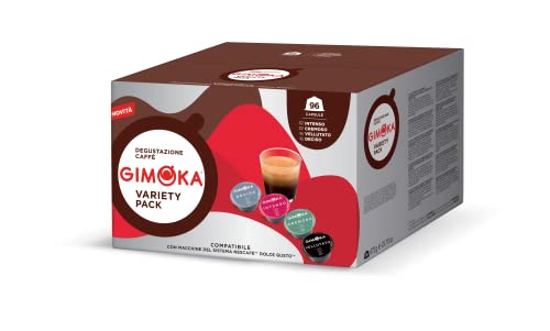 Gimoka Kaffeekapseln Espresso Vielfaltspaket, Intensität 8 bis 13, 4 verschiedene Sorten - 96 Kapseln Kompatibel mit Kaffeemaschinen der Marke Nescafè* Dolce Gusto*, 96 Stück, Hergestellt in Italien von Gimoka