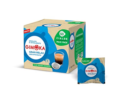 Gimoka Kompostierbare Kaffeepads, Gran Relax Entkoffeinierte Kaffeemischung, Intensität 8-50 Pads - Kompatibel mit ESE System Papier Pads 44 mm von Gimoka