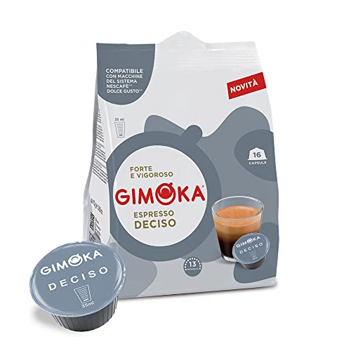 Gimoka Kaffeekapseln Espresso Deciso Kaffeemischung, Intensität 13/13-64 Kapseln Kompatibel mit Kaffeemaschinen der Marke Nescafè®* Dolce Gusto®*, 64 Stück (4 x 16 Getränke), Hergestellt in Italien von Gimoka