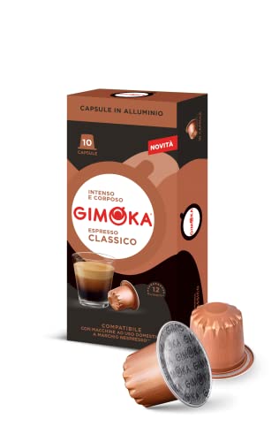 Gimoka Kaffeekapseln Espresso Classico, Intensität 12/13-100 Kapsel aus Aluminium - Kompatibel mit Nespresso* Haushalts-Espressomaschinen - 100 Stück (10 x 10 Getränke) - Hergestellt in Italien von Gimoka