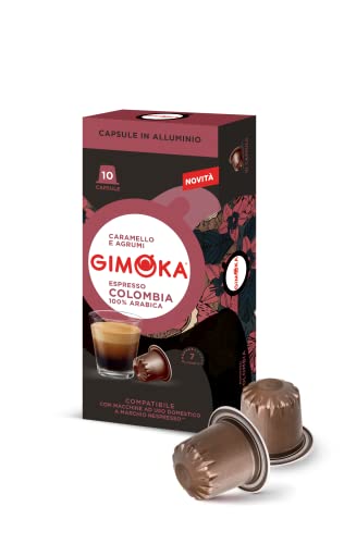 Gimoka Kaffeekapseln Espresso Colombia 100% Arabica, Intensität 7/13-100 Kapsel aus Aluminium - Kompatibel mit Nespresso* Haushalts-Espressomaschinen - Hergestellt in Italien von Gimoka